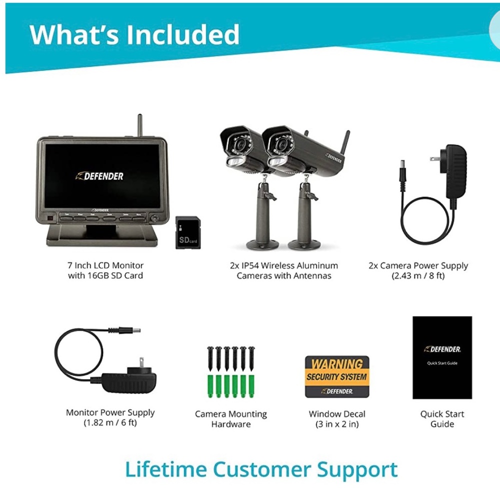 Defender security & monitor system - 2 cameras & monitor & accessors New in box - Picture 6 of 7